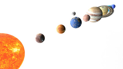 カットアウトされた直列した太陽系の3Dイラストレーション © Rollingcat