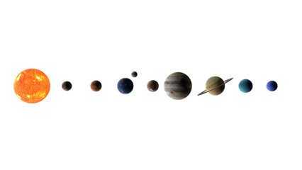 カットアウトされた直列した太陽系の3Dイラストレーション © Rollingcat