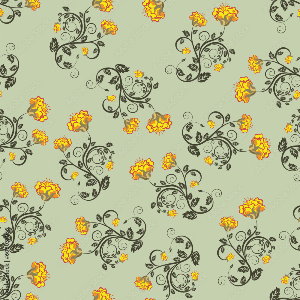 Poster seamless vector floral pattern. for easy making seamless pattern just drag all group into swatches b