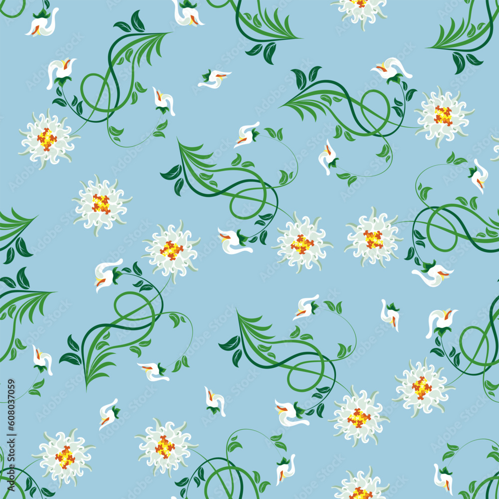Poster seamless vector floral pattern. for easy making seamless pattern just drag all group into swatches b