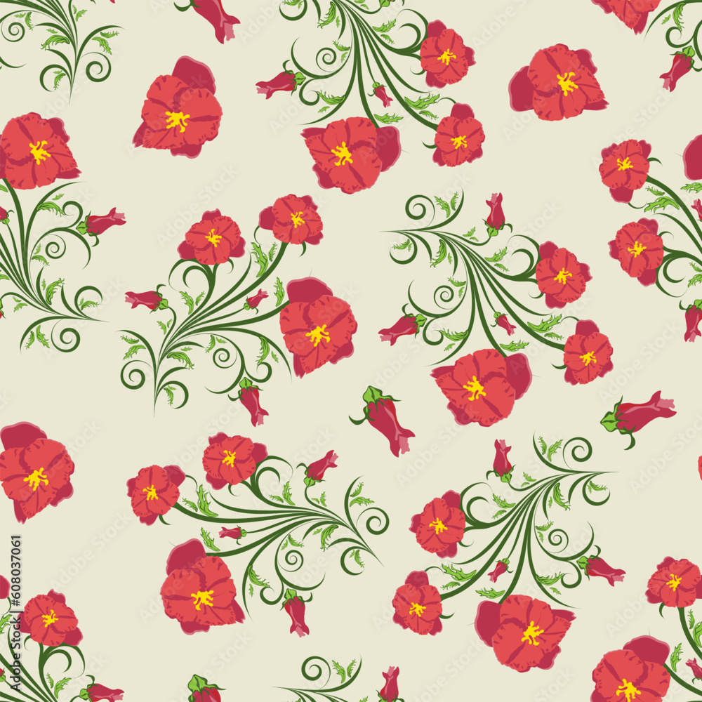 Poster seamless vector floral pattern. for easy making seamless pattern just drag all group into swatches b