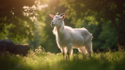 Obraz premium goat in the grass