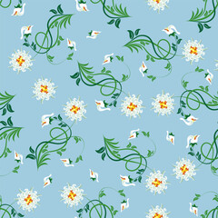 Fototapeta na wymiar Seamless vector floral pattern. For easy making seamless pattern just drag all group into swatches bar, and use it for filling any contours.