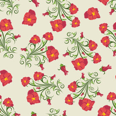 Seamless vector floral pattern. For easy making seamless pattern just drag all group into swatches bar, and use it for filling any contours.