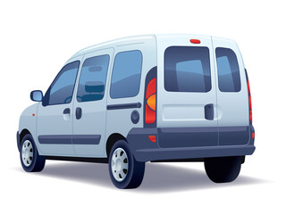 Commercial vehicle - white passenger minivan on a white background.