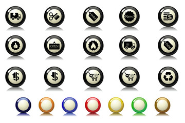 Sale and Shopping icons  Billiards  series
