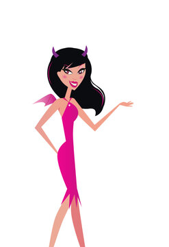 Vector Illustration of sexy girl in devil costume.