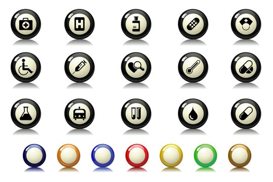 Healthcare and Pharma icons  Billiards  series