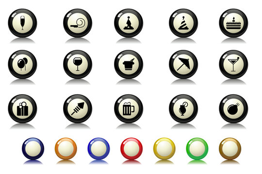 Party and Celebration icons  Billiards  series