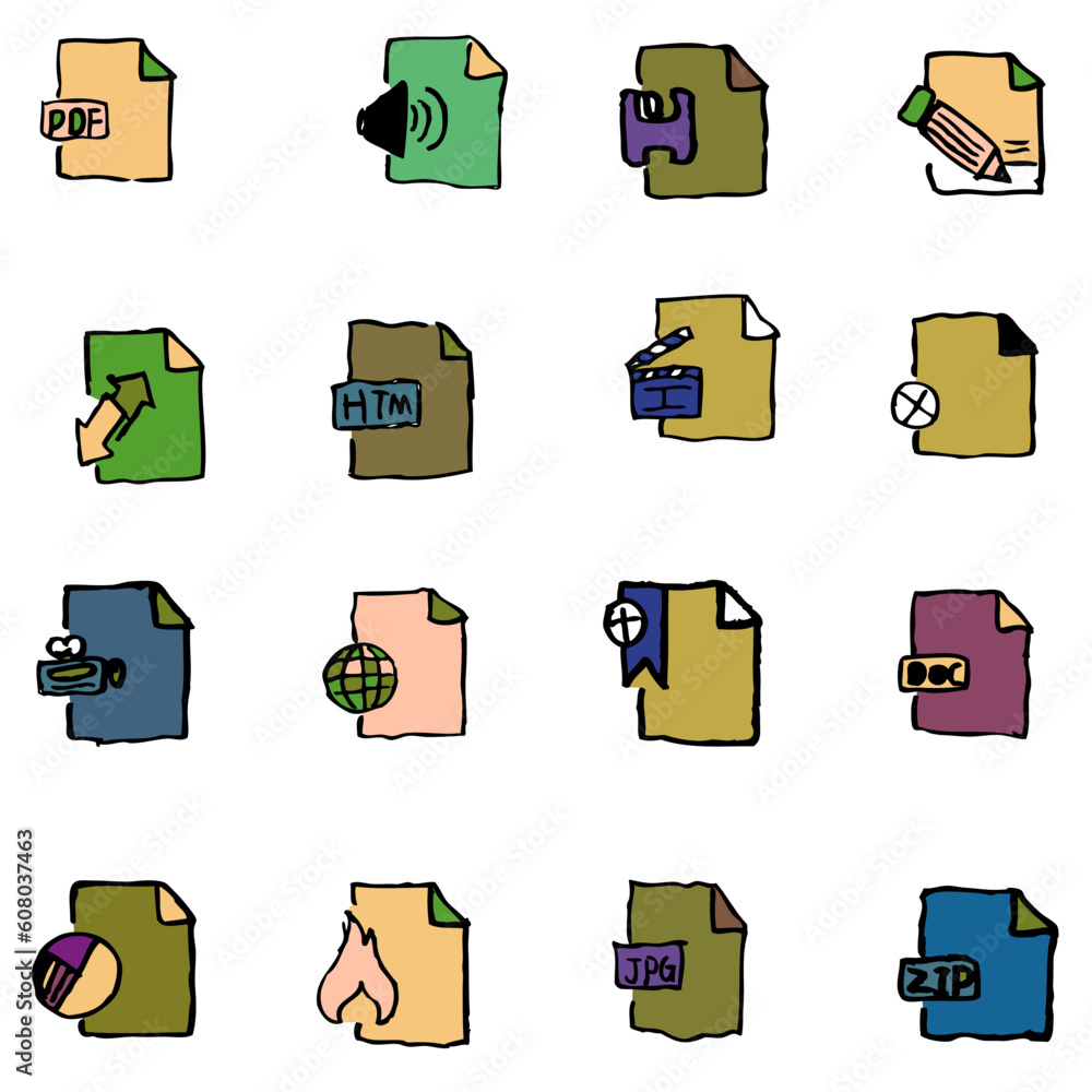 Poster document and file formats icons isolated vector