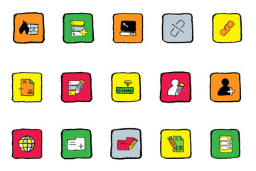 Database and Network icons Bright colors