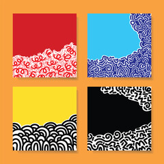Doodles abstract pattern background in retro 80s style vector illustration.