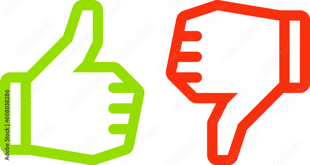 Poster thumbs up and down icons. icons are aligned to pixel grid. this means that the images are prepared f
