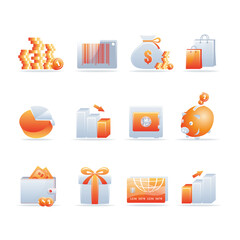 Set of 12 glossy web icons. Shopping, business and money icon set. Part 4. (see other in my portfolio).
