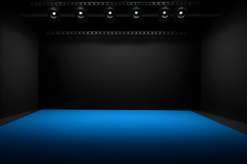
Abstract blue studio background for product presentation empty room with shadows. 3D-room with copy space