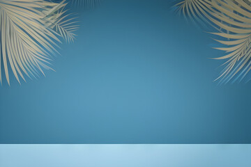 Blue studio background for product presentation