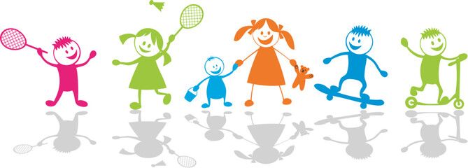 Fototapeta na wymiar Cheerful playing children.Sport.Vector illustration