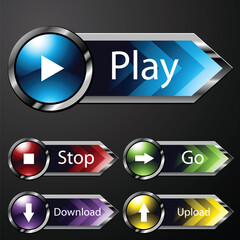 An image of chrome media menu buttons.