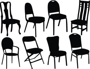 chairs silhouette collection - vector