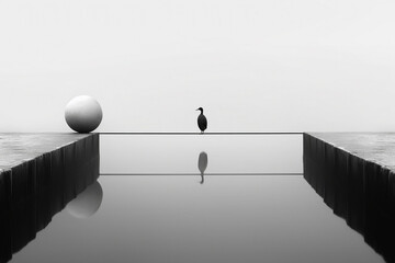 Black and white creative photograph - Generative AI