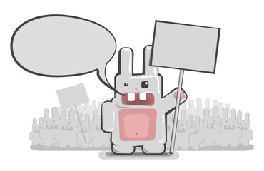 Vector funny rabbit delegation with speech bubble