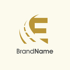 Obraz premium Simple Elegant Initial E Road Way Logo