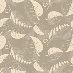 Seamless pattern from  beige leaves(can be repeated and scaled in any size)