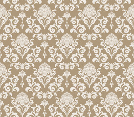 Seamless pattern from  beige flowers and leaves(can be repeated and scaled in any size)