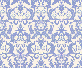 Fototapeta premium Seamless pattern from blue flowers and leaves(can be repeated and scaled in any size)