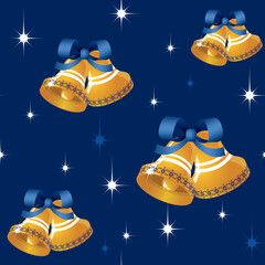 Seamless pattern from  bells  on the  blue background.(can be repeated and scaled in any size)