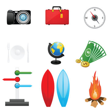 illustration of set of travel icon on siolated background