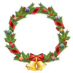Fototapeta na wymiar Christmas wreath isolated on white background. Vector illustration.