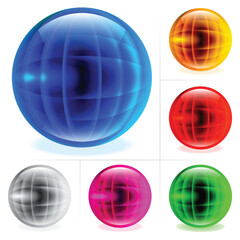 Collection of colorful glossy spheres isolated on white. Abstract World globe.