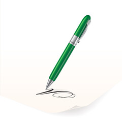 Vector image of green pen writing on paper