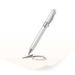 Vector image of white pen writing on paper