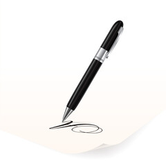 Vector image of black pen writing on paper