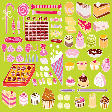 Set of vector sweets illustration