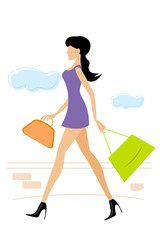 illustration of lady with shopping bag