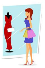 Fototapeta na wymiar illustration of shopping lady