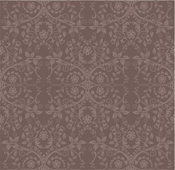 Seamless cocoa floral wallpaper. This image is a vector illustration.