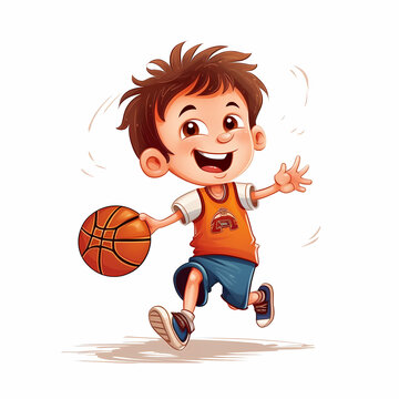 cartoon boy playing basket ball. Generative AI