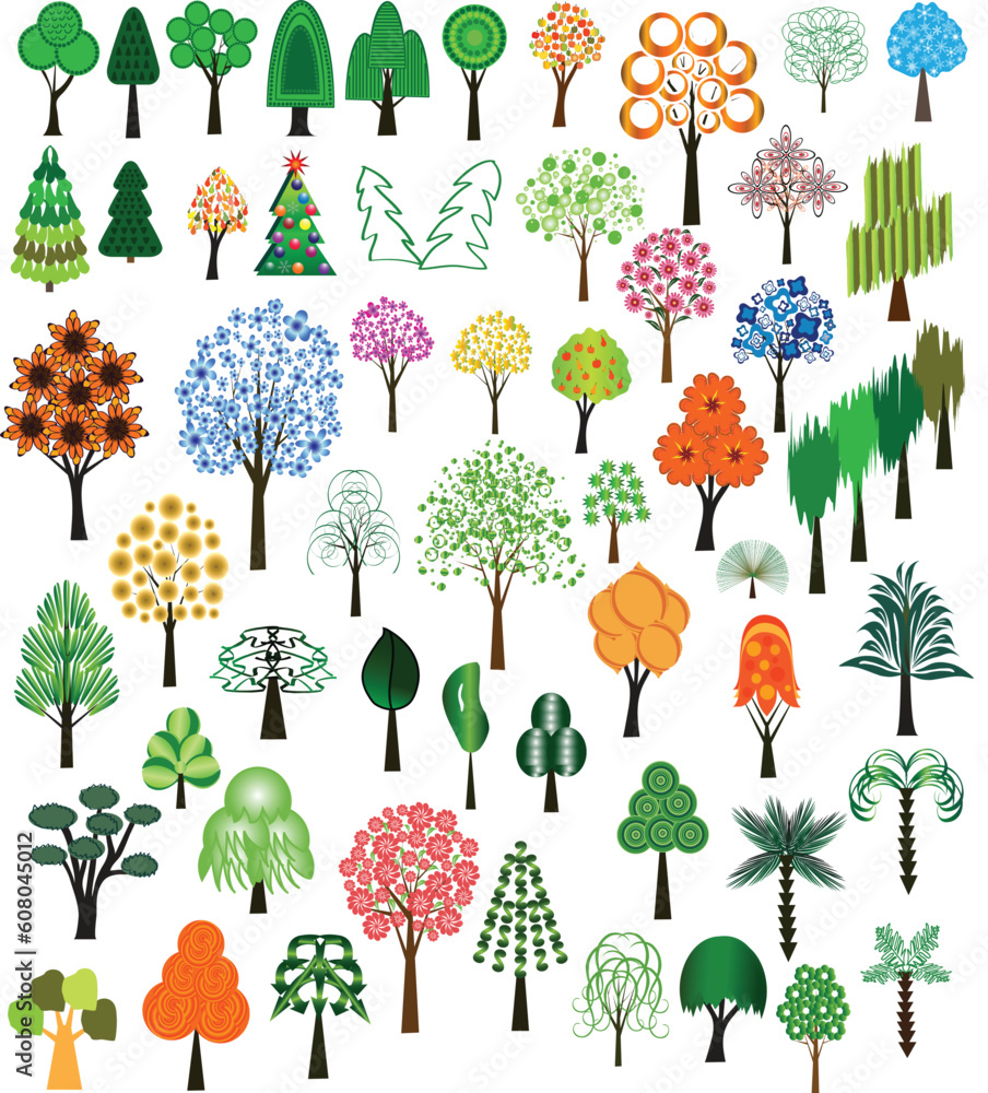 Poster Set of vector of trees for design