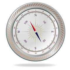 Vector illustration of a retro silver compass.