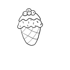 Ice cream cone with strawberry and blueberries
With sweets