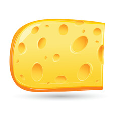 illustration of cheese piece on white background