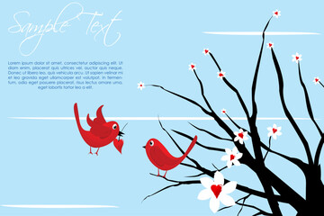 illustration of valentine  card with birds