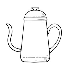 モノクロ　手描きのドリップケトル