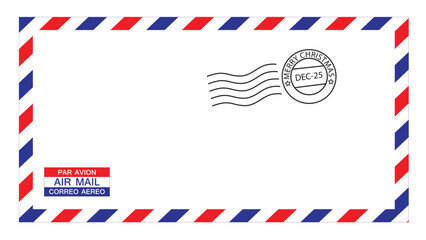 illustrations of airmail envelope with christmas postmark, put your own stamp.