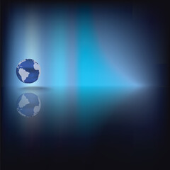 Abstract dark background with globe on blue