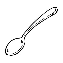 モノクロ　手描きのスプーン
